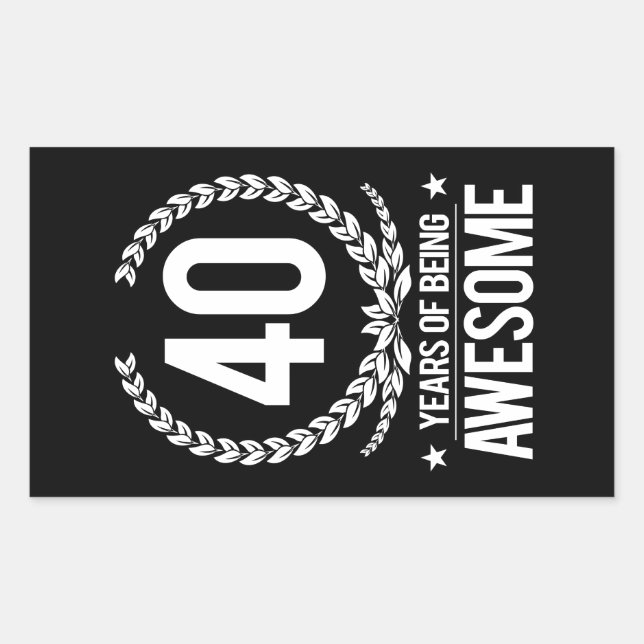 Pegatina Rectangular 40.º Cumpleaños (40 Años De Ser Increíble) (Anverso)