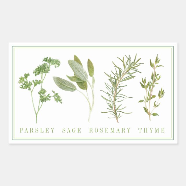 Pegatina Rectangular 4 Pegatinas FRESH HERBS Rectangle (Anverso)