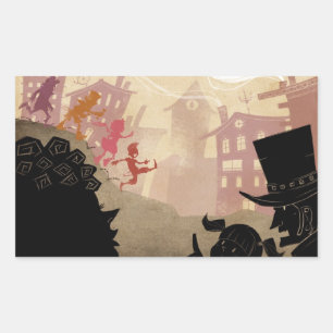 Pegatina Rectangular 4 pequeños monstruos - caminando a través de