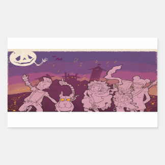 Pegatina Rectangular 4 pequeños monstruos - Música nocturna