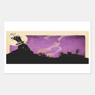 Pegatina Rectangular 4 pequeños monstruos - Noche de Halloween