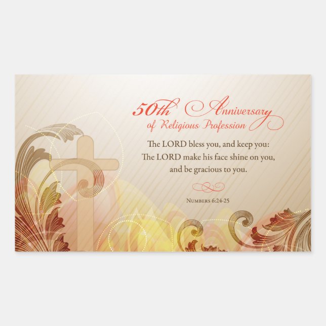 Pegatina Rectangular 50° Aniversario de la Profesión Religiosa, Nun (Anverso)