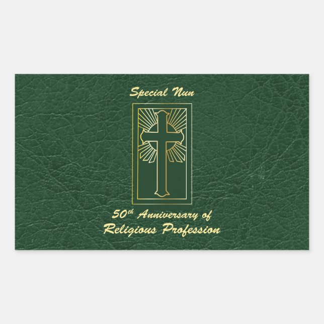 Pegatina Rectangular 50° Aniversario de la Profesión Religiosa Verde (Anverso)