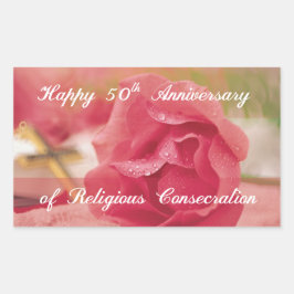 Pegatina Rectangular 50° Aniversario del Rosa de la Consección Religios