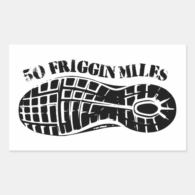 Pegatina Rectangular 50 Millas Friggin Ultra Running Tread (Anverso)