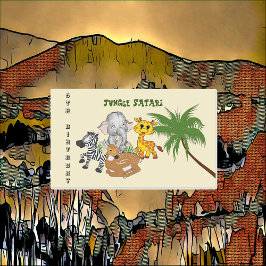 Pegatina Rectangular 5.º cumpleaños Selva Elefante de Cebra de Azúcar