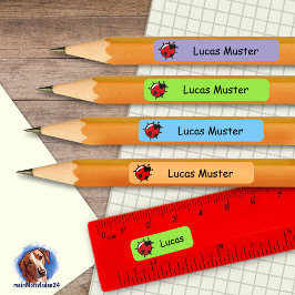 Pegatina Rectangular 92 DIY Stifteaufkleber blau grün - Marienkäfer