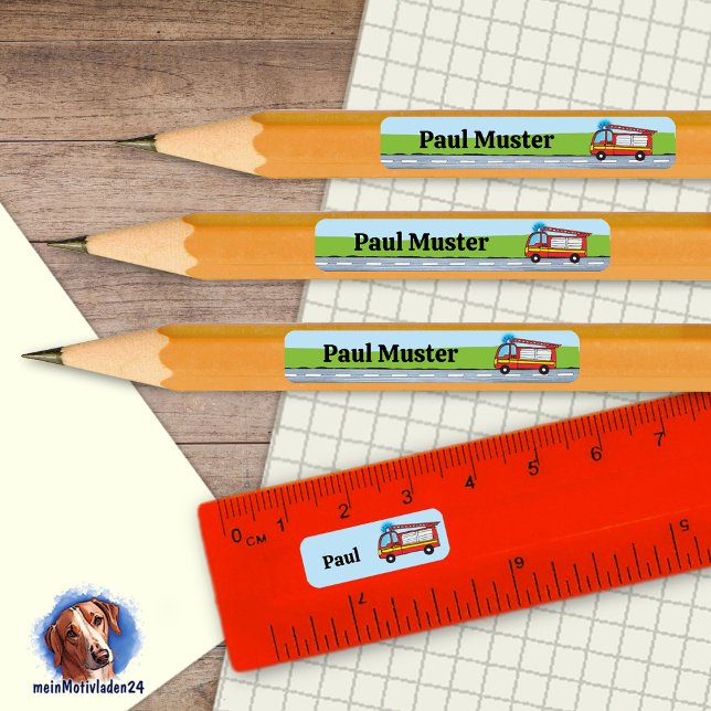 Pegatina Rectangular 92 DIY Stifteaufkleber Feuerwehr  (92 DIY Stifteaufkleber zum selber ausschneiden - Motiv: Feuerwehrauto am Tag)