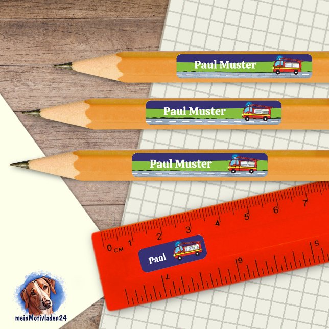 Pegatina Rectangular 92 DIY Stifteaufkleber Feuerwehr in der Nacht (92 DIY Stifteaufkleber zum selber ausschneiden - Motiv: Feuerwehrauto in der Nacht)