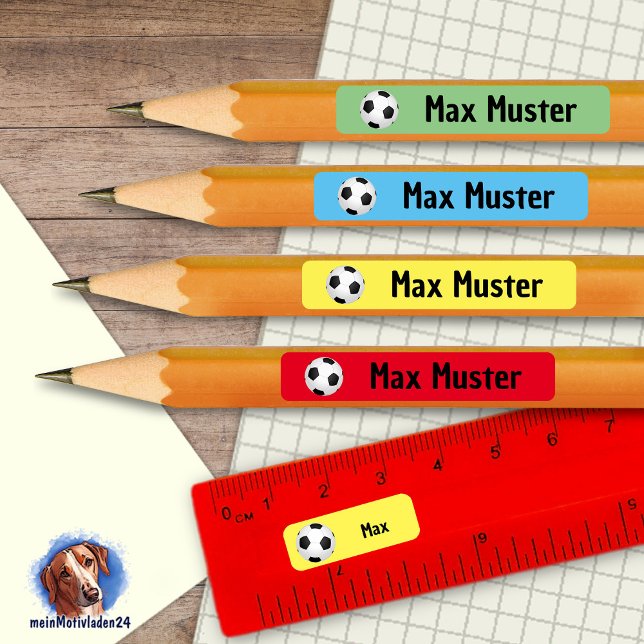 Pegatina Rectangular 92 DIY Stifteaufkleber Fußball bunt (92 DIY Stifteaufkleber zum selber ausschneiden - Motiv: Fußball - gruen, blau, gelb, rot)