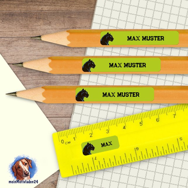 Pegatina Rectangular 92 DIY Stifteaufkleber grün - Schwarzer Panther   (92 DIY Stifteaufkleber zum selber ausschneiden - Motiv: Schwarzer Panther - grün)