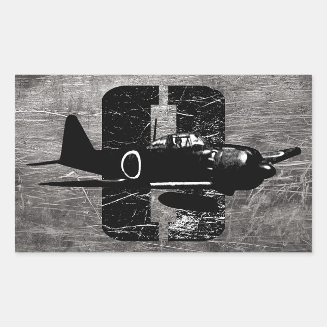 Pegatina Rectangular A6M Zero (Anverso)