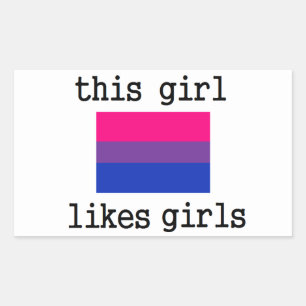Pegatina Rectangular A este Chica le gustan los Chicas Bisexual Bi Prid