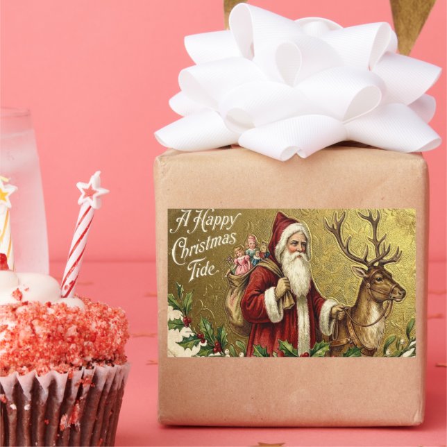 Pegatina Rectangular A Happy Christmas Tide (Fiesta)