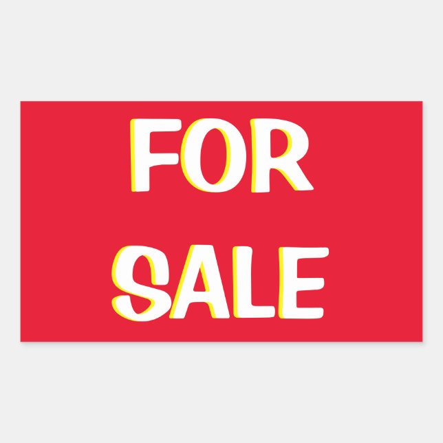 Pegatina Rectangular a la venta amarillo rojo y blanco (Anverso)