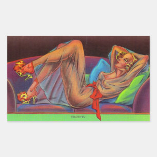Pegatina Rectangular a principios de los años 1940 Hermoso chica