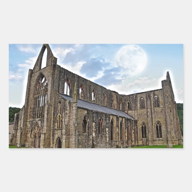 Pegatina Rectangular Abadía de Tintern, Monasterio Cisterciense, Gales (Anverso)