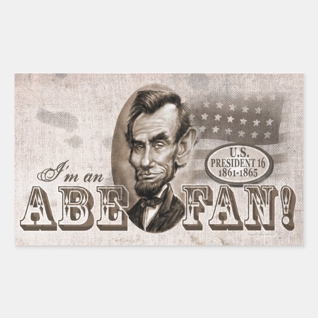 Pegatina Rectangular Abe Lincoln Fan (Anverso)