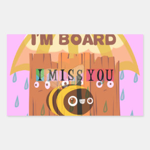 Pegatina Rectangular Abeja Aburrida: Un Ánimo De Día Lluvioso. "Te echo