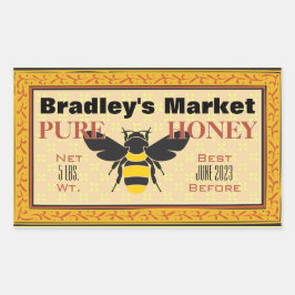 Pegatina Rectangular Abeja de burbujas amarilla y negra personalizada