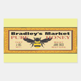 Pegatina Rectangular Abeja de burbujas amarilla y negra personalizada