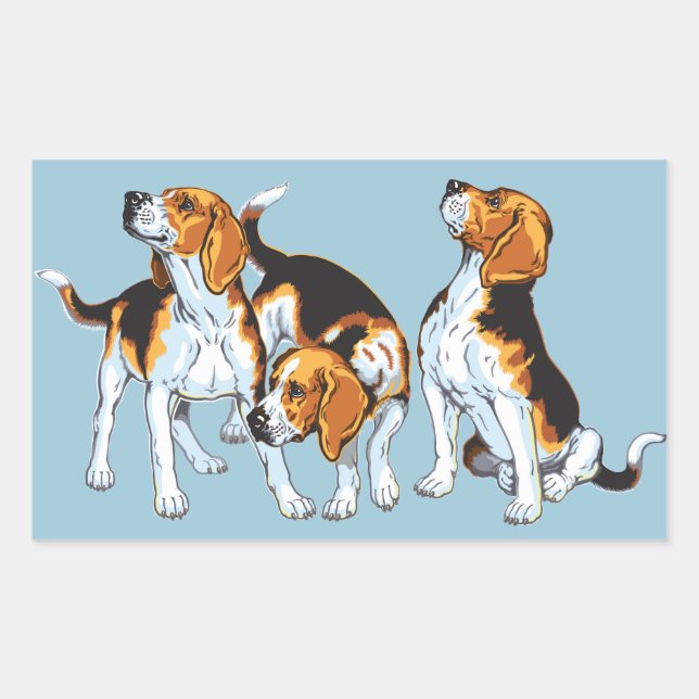 Pegatina Rectangular abejorro beagle (Anverso)