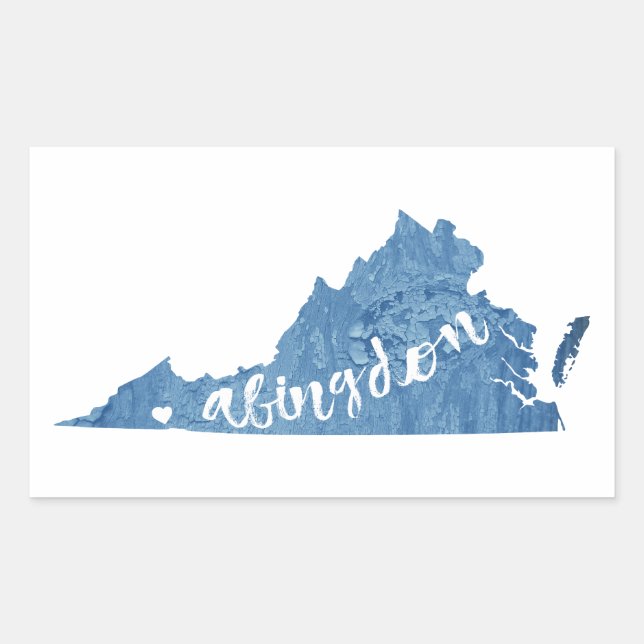 Pegatina Rectangular Abingdon Virginia Wood Grain (Anverso)
