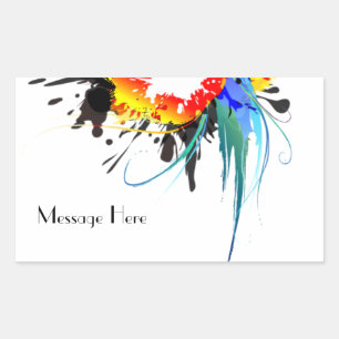 Pegatina Rectangular Abstract Wild Parrot Paint Splatters