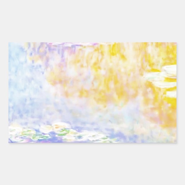 Pegatina Rectangular abstracto, nenúfares de Monet 7 (Anverso)