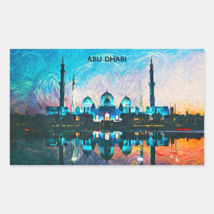 Pegatina Rectangular Abu Dabi UAE Colorido Pintura al Óleo
