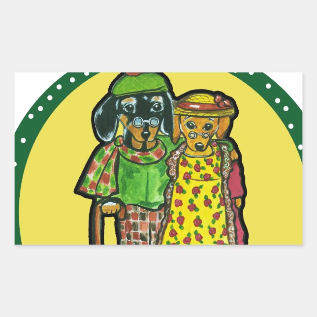 Pegatina Rectangular Abuelos Doxies (Anverso)