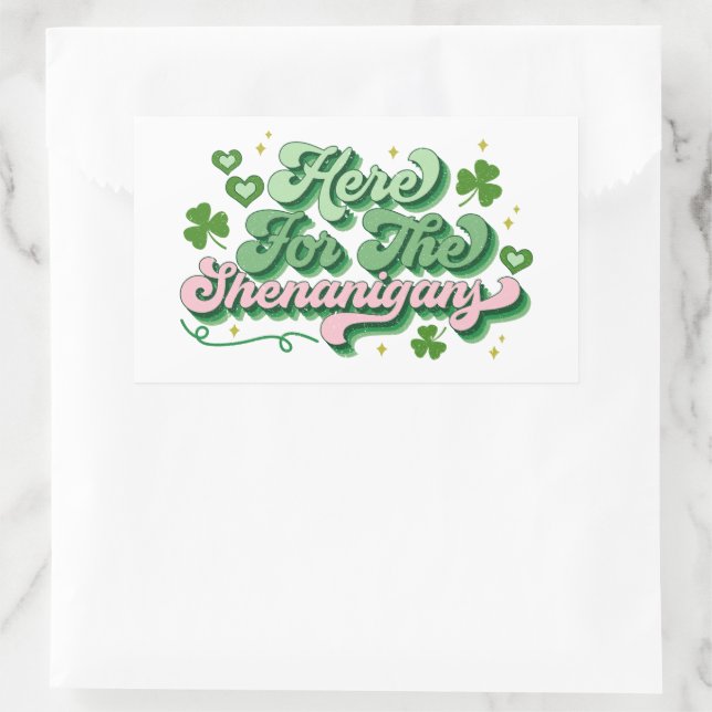 Pegatina Rectangular Acá por el Día de San Patricio (Bolso)