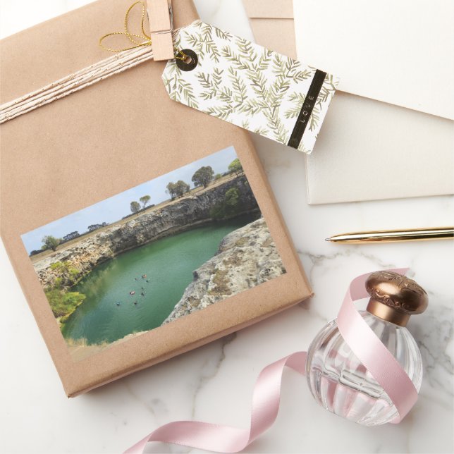 Pegatina Rectangular Acantilados de caliza y aguas esmeraldas (Regalar)