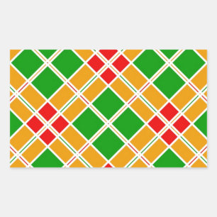 Pegatina Rectangular accesorio de patrón amarillo verde brillante Argyl