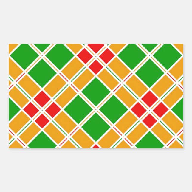 Pegatina Rectangular accesorio de patrón amarillo verde brillante Argyl (Anverso)