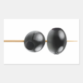 Pegatina Rectangular Aceitunas negras en una brocheta