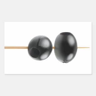 Pegatina Rectangular Aceitunas negras en una brocheta