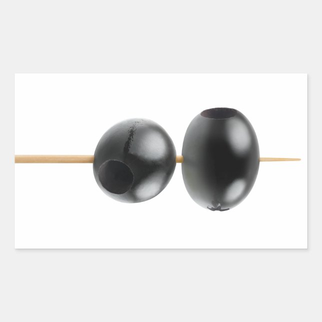 Pegatina Rectangular Aceitunas negras en una brocheta (Anverso)