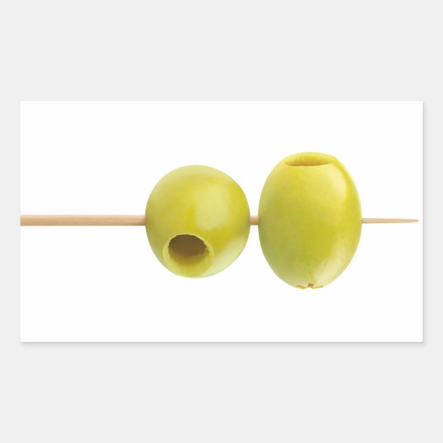 Pegatina Rectangular Aceitunas verdes en forma de brocheta (Anverso)