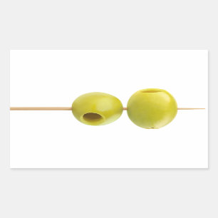 Pegatina Rectangular Aceitunas verdes en forma de brocheta