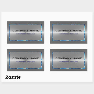 Pegatina Rectangular Acentos azules de acero inoxidable gris plateado