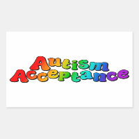 Aceptación de autismo tipografía arcoiris