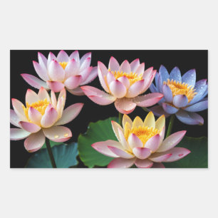 Pegatina Rectangular Acercamiento a la decoración con flores Lotus Colo