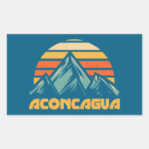 Pegatina Rectangular Aconcagua Retro Turquesa