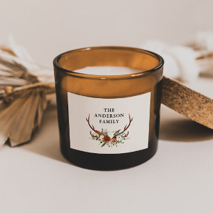 Pegatina Rectangular acuarela ciervo floral terracota moderno elegante