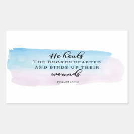 Pegatina Rectangular acuarela cristiana Salmos Biblia cita fe