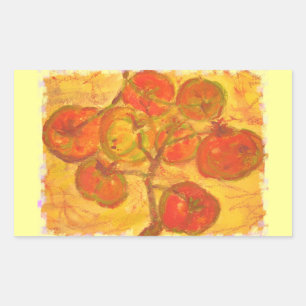 Pegatina Rectangular acuarela de clúster de tomates