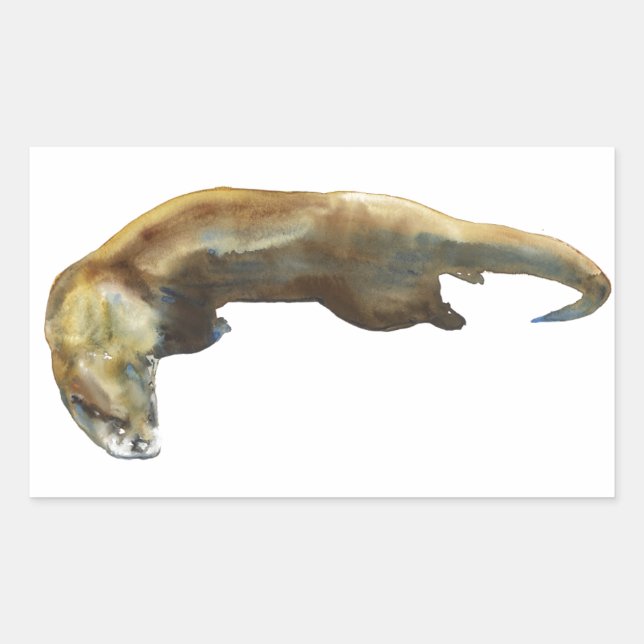 Pegatina Rectangular acuarela dorada en papel (Anverso)