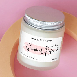 Pegatina Rectangular Acuarela Feminina Elegante Velas Rosa Tin