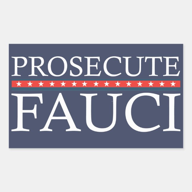 Pegatina Rectangular Acusar a Fauci | Anti Fauci (Anverso)